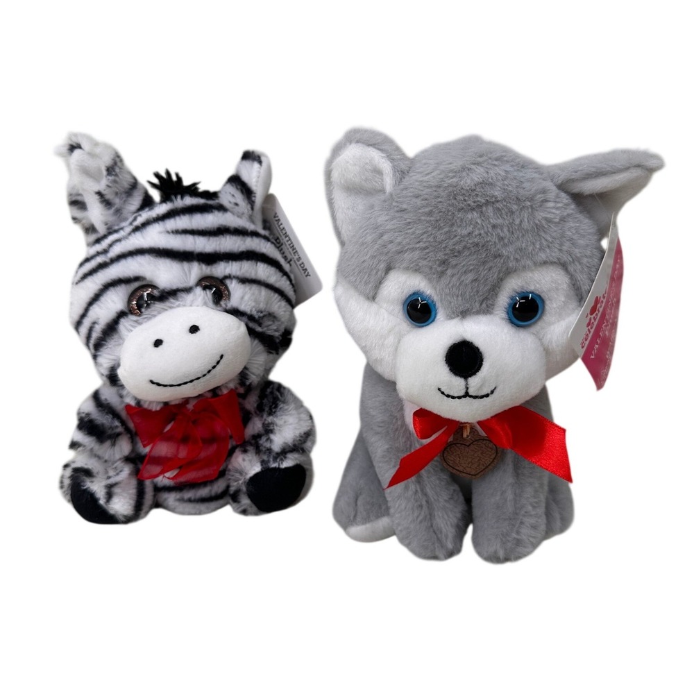 Way To‎ Celebrate Plush Zebra Dog Stuffed Animal Valentine Kids Toy Lovey 8 inch